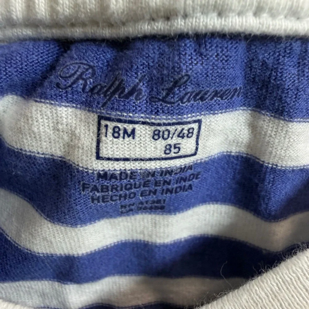 Ralph Lauren Baby Boy 18M Lot 3 Polo Shirts Striped Tee Navy Red Blue White